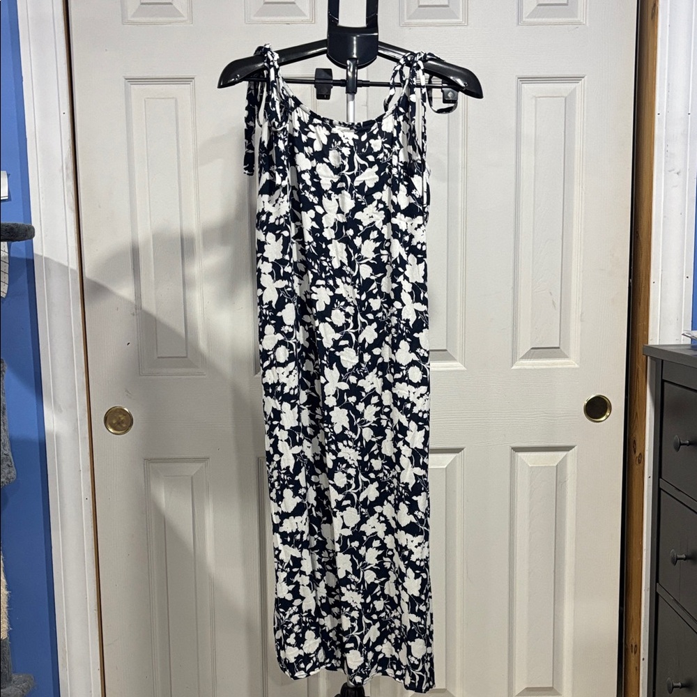 Navy and White Floral Maxi Dress